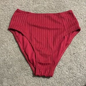 red high rise bikini bottoms